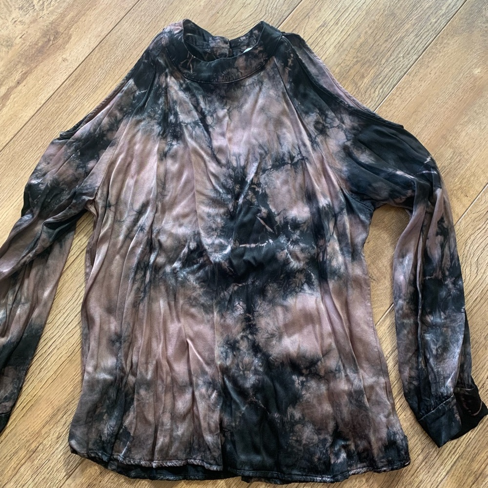 Flowers of Romance Cold Shoulder silk top